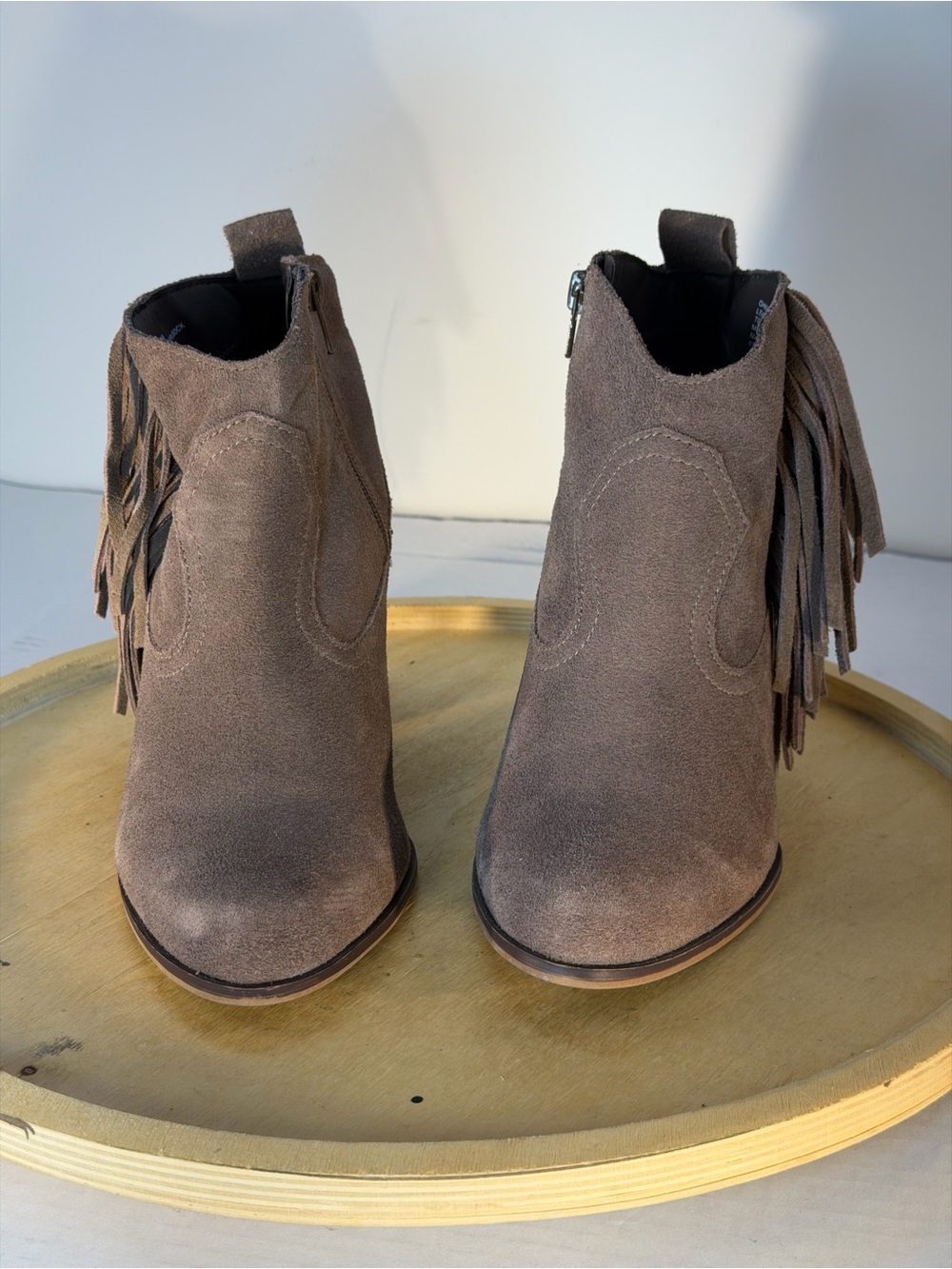 Steve Madden Ohio Suede Fringe Ankle Booties - Taupe
